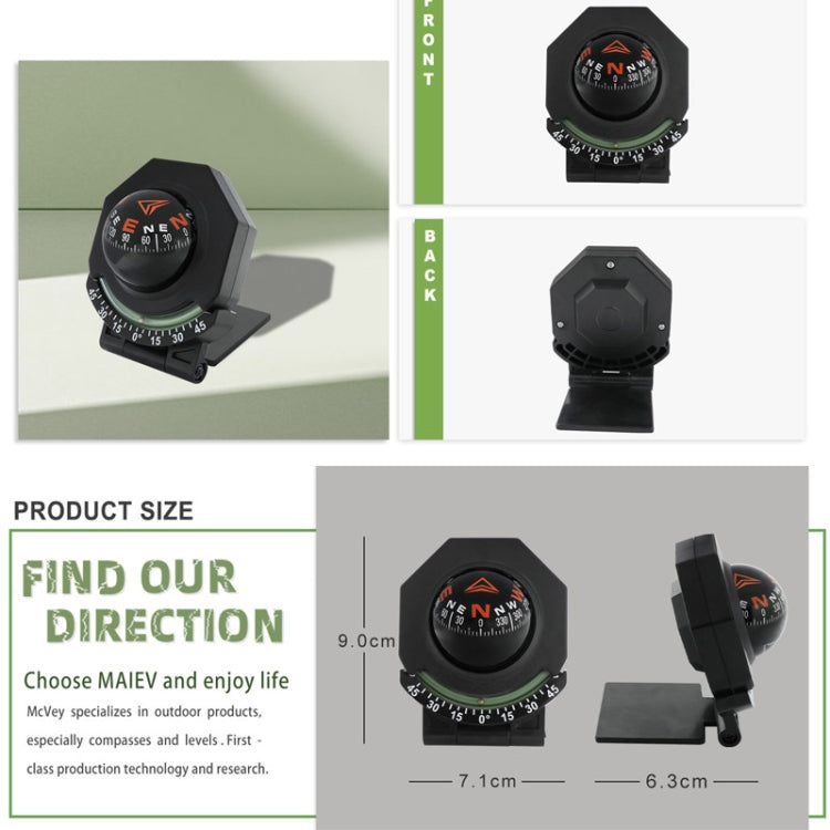 2 In 1 Car Compass With Slope Gauge Foldable High Precision Guide Ball(English Version) - Clocks & Car Meters by PMC TechLife | Online Shopping South Africa | PMC TechLife | Buy Now Pay Later Mobicred