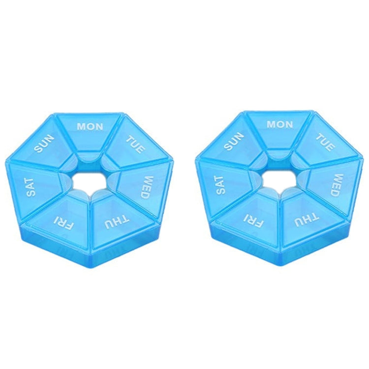 2pcs Portable Transparent Moisture-Proof Weekly 7-grids Pill Storage Box(Blue) - free shipping - PMC TechLife - Order now!