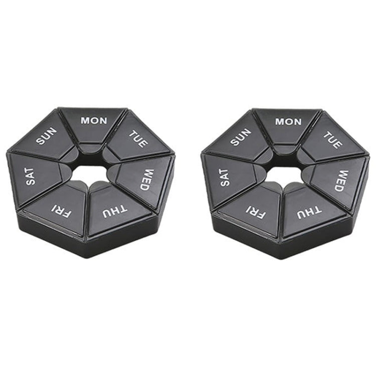 2pcs Portable Transparent Moisture-Proof Weekly 7-grids Pill Storage Box(Black) - free shipping - PMC TechLife - Order now!