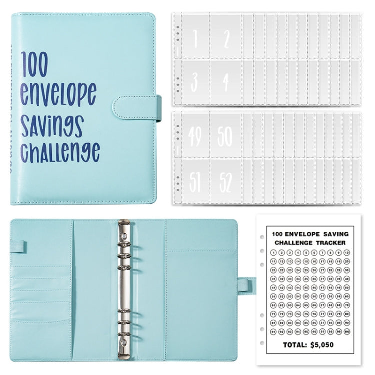A5 100 Day Savings Challenge Envelope Budget Planner Binder Notebook Handbook, Color: Words Blue - Notebooks by PMC TechLife | Online Shopping South Africa | PMC TechLife | Buy Now Pay Later Mobicred