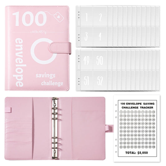 A5 100 Day Savings Challenge Envelope Budget Planner Binder Notebook Handbook, Color: Pattern Pink - Notebooks by PMC Jewellery | Online Shopping South Africa | PMC Jewellery | Buy Now Pay Later Mobicred