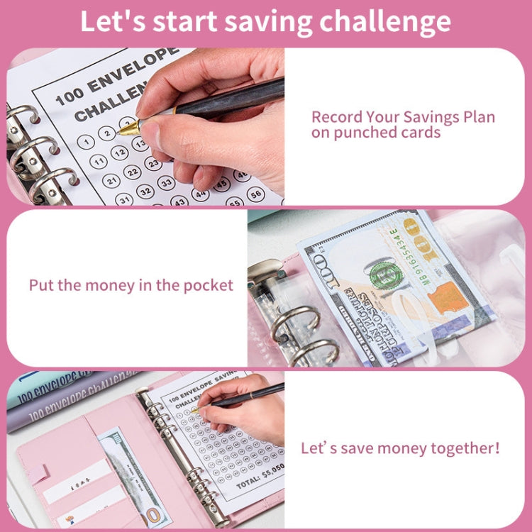 A5 100 Day Savings Challenge Envelope Budget Planner Binder Notebook Handbook, Color: Words Black - Notebooks by PMC TechLife | Online Shopping South Africa | PMC TechLife | Buy Now Pay Later Mobicred