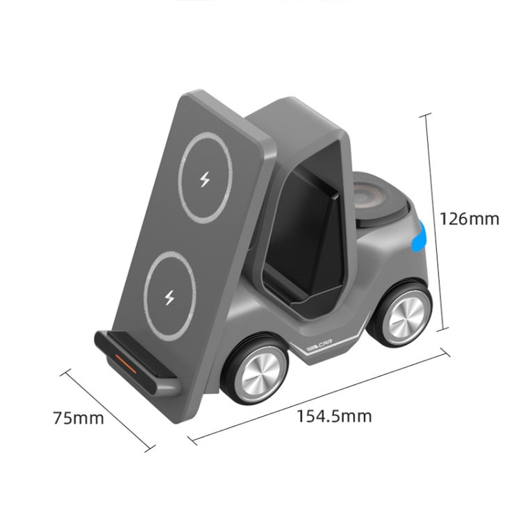 T20S 3-In-1 15W Small Forklift-Shaped Desktop Wireless Charger With LED Atmosphere Light(Yellow) - Wireless Charger by PMC Jewellery | Online Shopping South Africa | PMC Jewellery | Buy Now Pay Later Mobicred