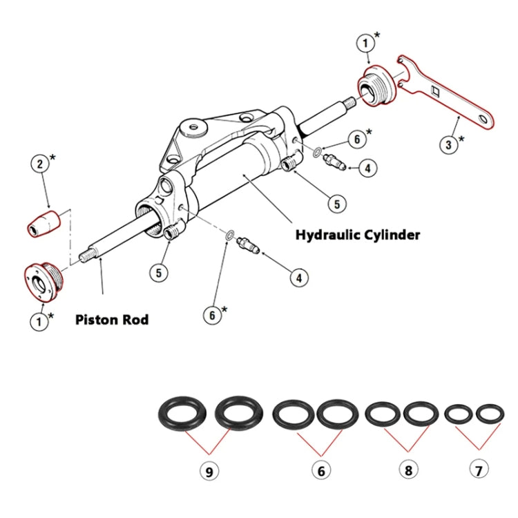 For Seastar HS5157 Boat Front Mount Hydraulic Steering Cylinder Seal Kits Wrench Tool(Orange Inner Ring) - Marine Accessories & Parts by PMC Jewellery | Online Shopping South Africa | PMC Jewellery | Buy Now Pay Later Mobicred