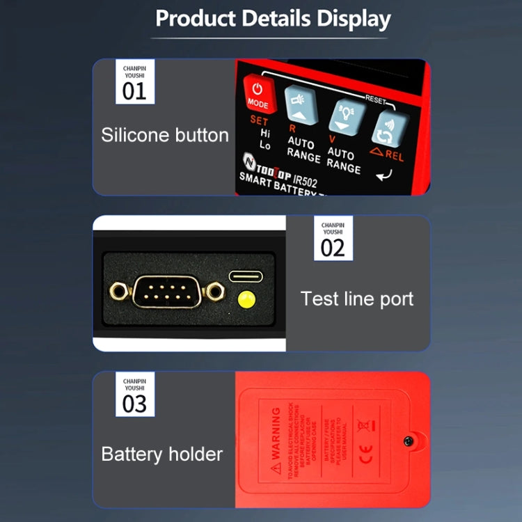 Battery Internal Resistance Tester Lead-Acid Alkaline Lithium Battery Tester, Model: IR500 - Battery & Resistance Tester by PMC Jewellery | Online Shopping South Africa | PMC Jewellery | Buy Now Pay Later Mobicred