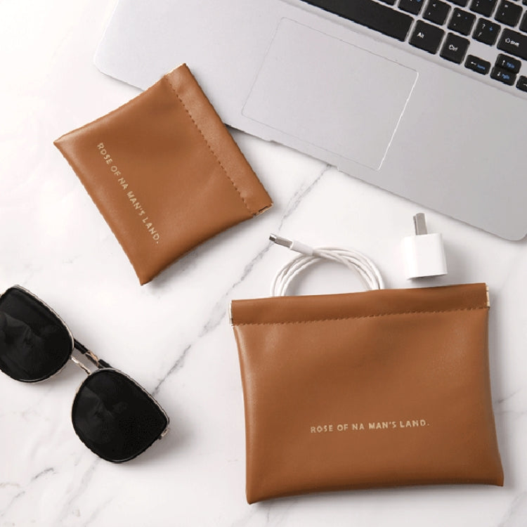 2pcs /Set PU Data Cable Earphone Storage Bag Mini Portable Lipstick Pouch Coin Purse, Size: Large+Small(White) - Other Case by PMC Jewellery | Online Shopping South Africa | PMC Jewellery | Buy Now Pay Later Mobicred