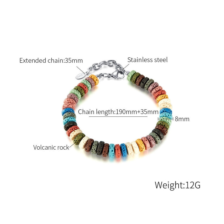 OPK GS1545 Stainless Steel Chain Colorful Volcanic Stone Bracelet - Bracelets by OPK | Online Shopping South Africa | PMC Jewellery | Buy Now Pay Later Mobicred