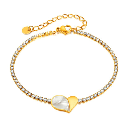 OPK GS1549 Stainless Steel With Diamonds Bracelet Love Heart Shell Hand Jewelry, Color: Gold - Bracelets by OPK | Online Shopping South Africa | PMC Jewellery | Buy Now Pay Later Mobicred