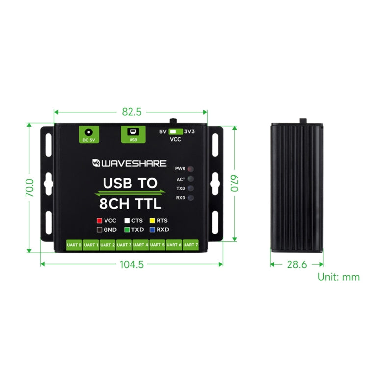 Waveshare 27076 Industrial USB TO TTL UART Serial Communication Module Converter(USB TO 8CH TTL) - free shipping - PMC Jewellery - Order now!