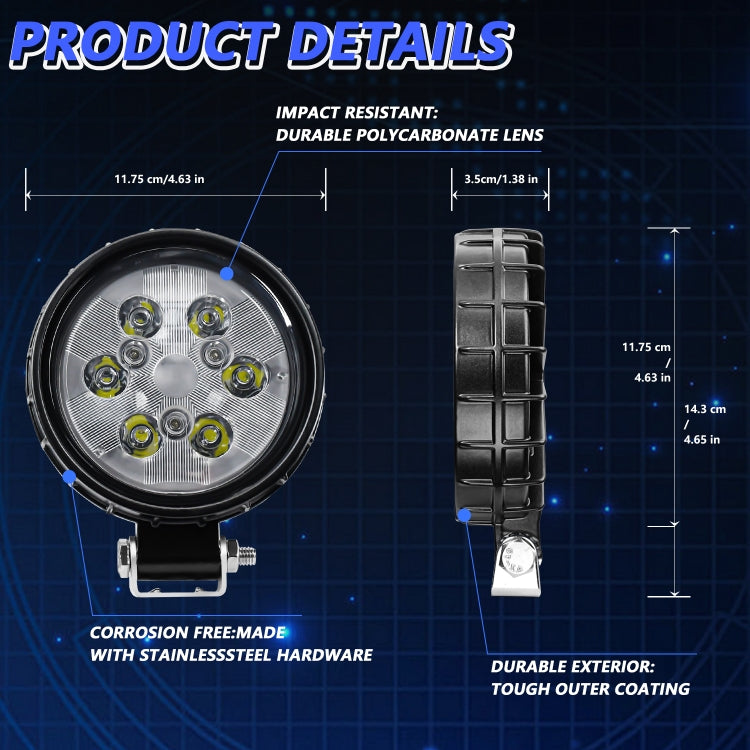 12W 9-30V Car Mixed Light Work Light With Wire Set(Round) - Work Lights by PMC Jewellery | Online Shopping South Africa | PMC Jewellery | Buy Now Pay Later Mobicred