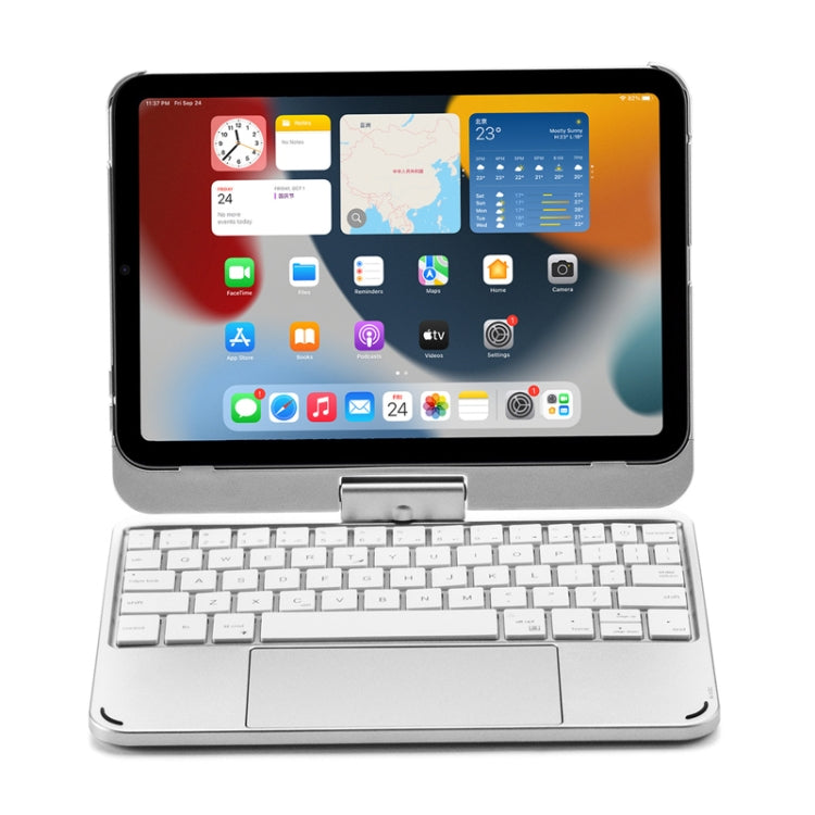 For iPad Mini 6 Tablet Bluetooth Keyboard With Backlight 360 Degree Rotation(Silver) - For iPad mini by PMC Jewellery | Online Shopping South Africa | PMC Jewellery | Buy Now Pay Later Mobicred