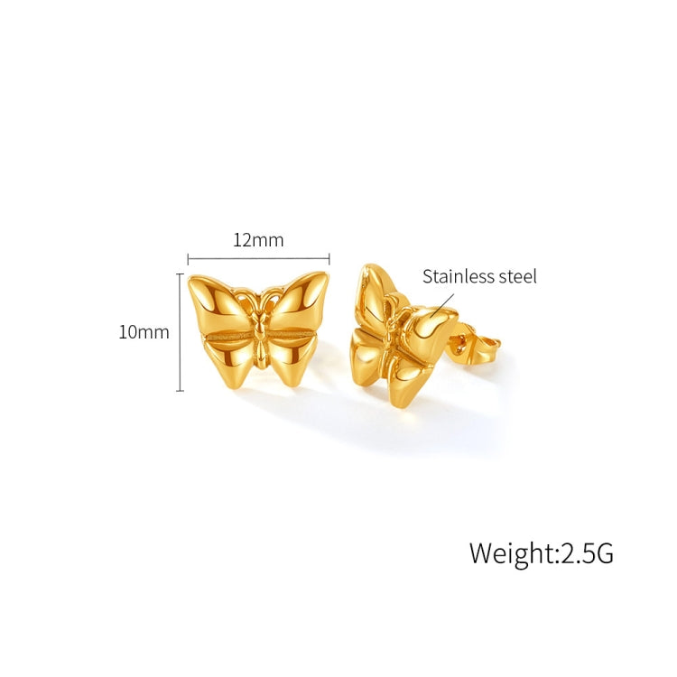 OPK GE942 1pair Vintage Temperament Stainless Steel Stereo Butterfly Earrings(Gold) - Stud Earrings & Earrings by OPK | Online Shopping South Africa | PMC Jewellery | Buy Now Pay Later Mobicred