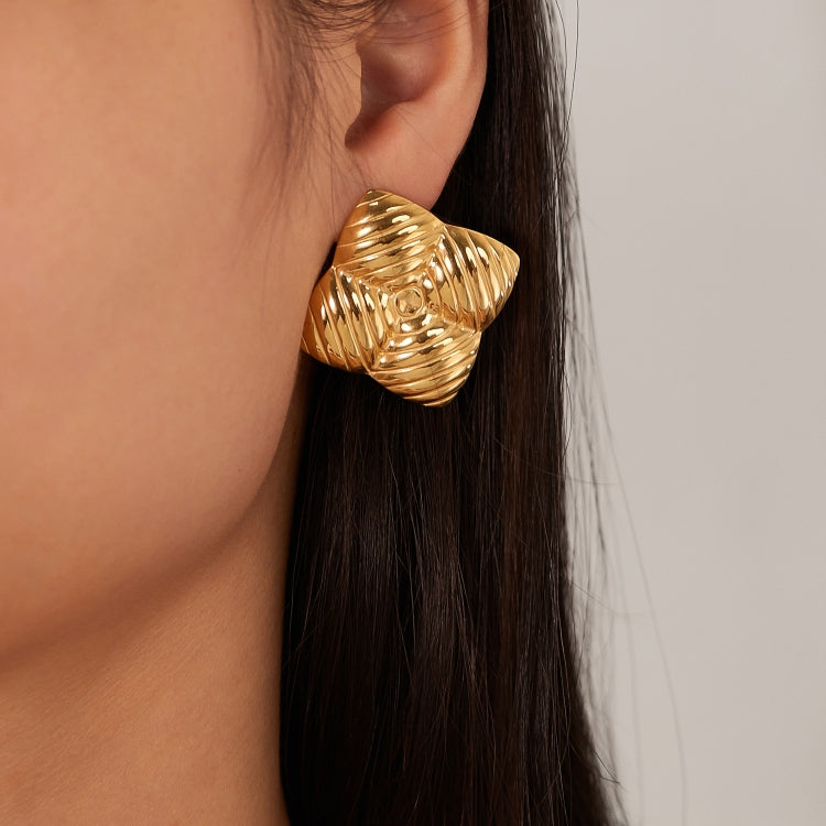 OPK GE939 1pair Vintage Stainless Steel Geometric Stripe Earrings - Stud Earrings & Earrings by OPK | Online Shopping South Africa | PMC Jewellery | Buy Now Pay Later Mobicred