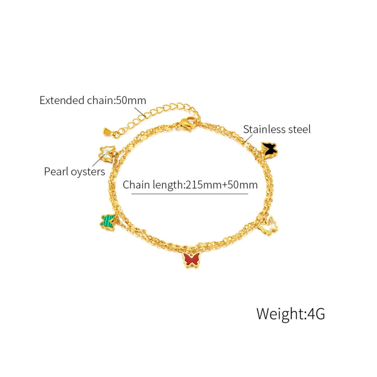 OPK GZ190 Stainless Steel Double Chain Stacking Butterfly Small Accessory Anklets(Gold) - Anklets by OPK | Online Shopping South Africa | PMC Jewellery | Buy Now Pay Later Mobicred