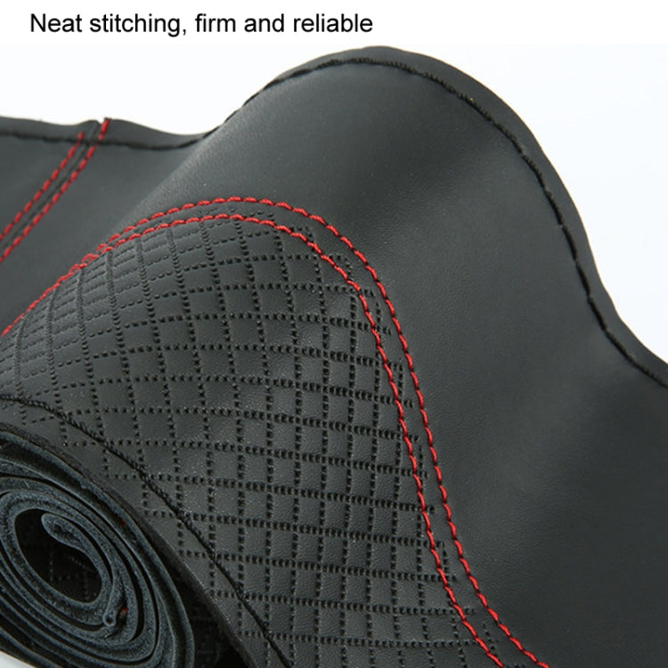 38cm Cowhide Embossed Hand-Stitched Double-Line Steering Wheel Cover(Black Orange Line) - Steering Wheel Accessories by PMC TechLife | Online Shopping South Africa | PMC TechLife | Buy Now Pay Later Mobicred