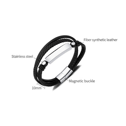 OPK PH1591 Simple Stainless Steel Glossy Multi-Layer Braided Leather Bracelet - Bracelets by OPK | Online Shopping South Africa | PMC Jewellery | Buy Now Pay Later Mobicred