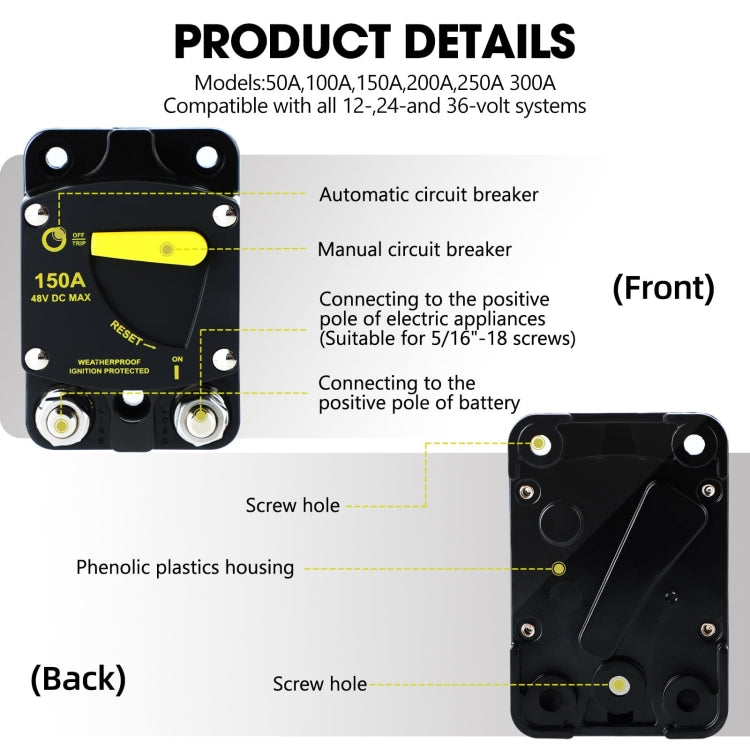 RV Yacht Manual Reset Ignition Protection Fuse Switch With Terminal Accessories, Current: 200A - Fuse by PMC Jewellery | Online Shopping South Africa | PMC Jewellery | Buy Now Pay Later Mobicred