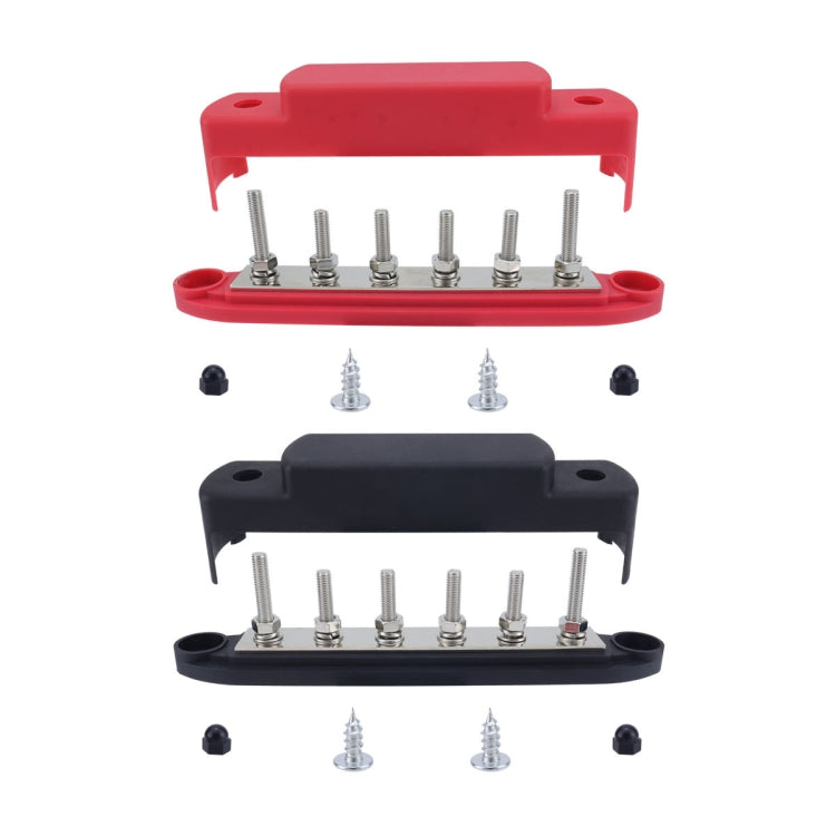 M6 RV Yacht High Current 6-column 250A Base Busbar, Color: Red + Black - Fuse by PMC Jewellery | Online Shopping South Africa | PMC Jewellery | Buy Now Pay Later Mobicred