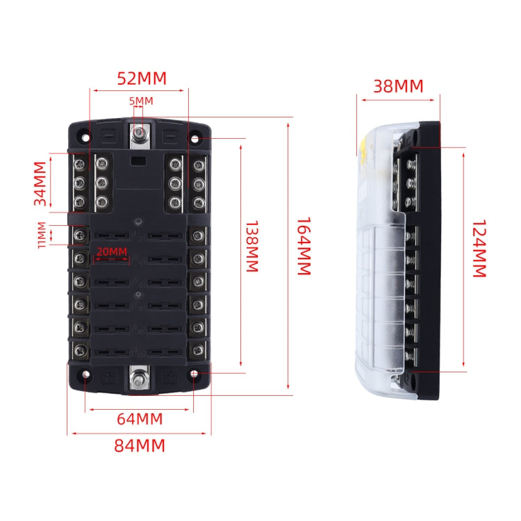 RV Yacht 12-way LED Insulated Flame-retardant Fuse Holder Box with Wire(Configuration 4) - Fuse by PMC Jewellery | Online Shopping South Africa | PMC Jewellery | Buy Now Pay Later Mobicred
