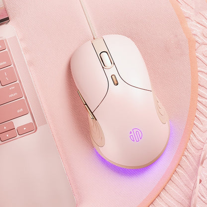 Inphic B8 Mute Light Emitting Wired Mice Home Office Gaming Computer Mouse(Milk Tea Color) - Wired Mice by Inphic | Online Shopping South Africa | PMC Jewellery | Buy Now Pay Later Mobicred