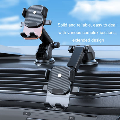 Car Suction Cup Dashboard Automatic Lock Mobile Phone Holder, Style: Brushed Telescopic Base - Car Holders by PMC Jewellery | Online Shopping South Africa | PMC Jewellery | Buy Now Pay Later Mobicred