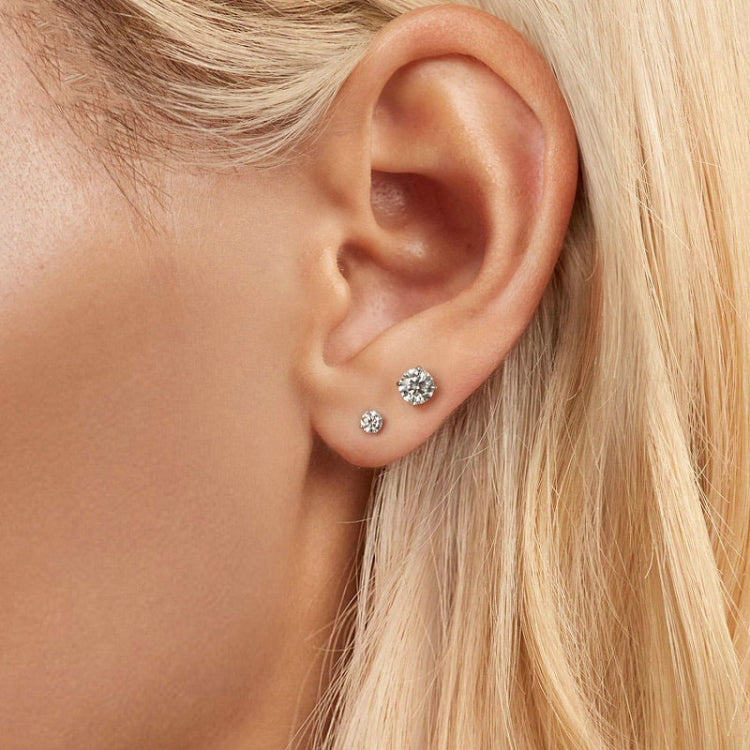 MSE062 S925 Sterling Silver Plated With Platinum Four-Claw Shining Moissanite Earrings, Size: S - Stud Earrings & Earrings by PMC Jewellery | Online Shopping South Africa | PMC Jewellery | Buy Now Pay Later Mobicred