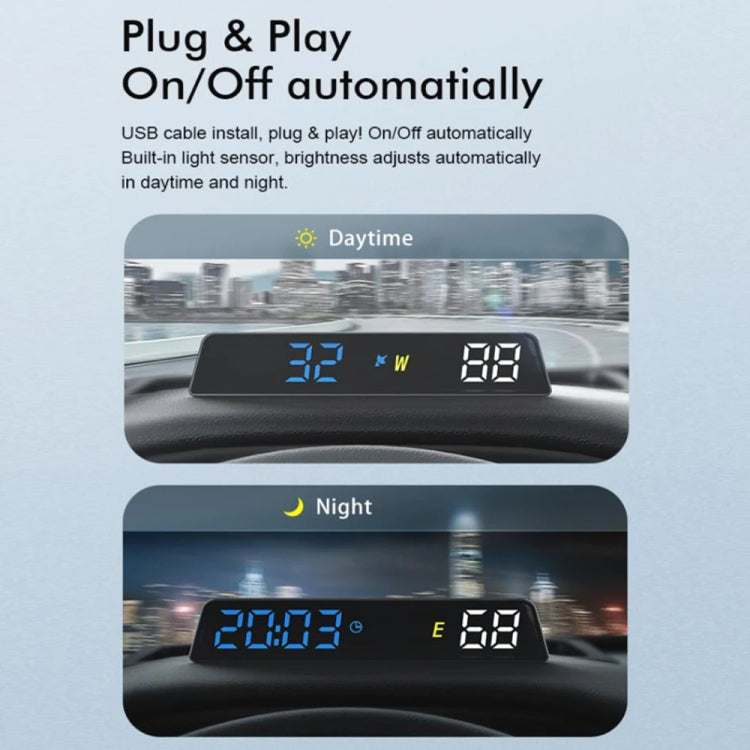 Head-up Display USB Powered High-definition Vehicle Code Altitude Meter(All White) - Head Up Display System by PMC Jewellery | Online Shopping South Africa | PMC Jewellery | Buy Now Pay Later Mobicred