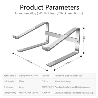 Desktop Aluminum Alloy Heightened Heat Dissipation Laptops Stand(Black) - Laptop Stand by PMC Jewellery | Online Shopping South Africa | PMC Jewellery | Buy Now Pay Later Mobicred