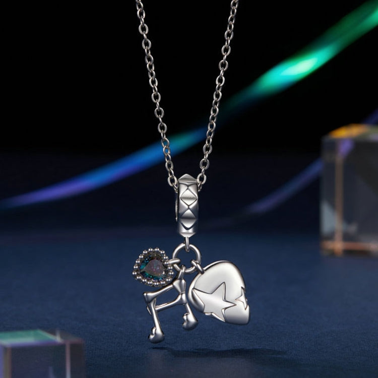 S925 Sterling Silver Platinum Note Shape Beaded Jewelry Pendant(SCC2870) - Jewelry Accessories by PMC Jewellery | Online Shopping South Africa | PMC Jewellery | Buy Now Pay Later Mobicred