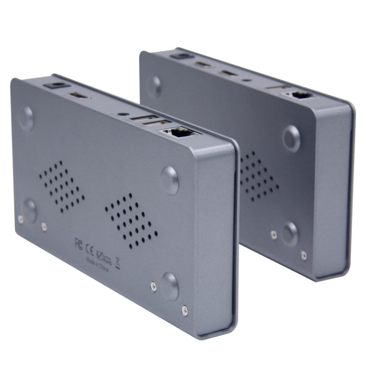 KVM 120m 4K HD Extender Computer Mouse Keyboard HDMI Single Ethernet Cable Transmitter + Receiver US Plug(Gray) - Amplifier by PMC Jewellery | Online Shopping South Africa | PMC Jewellery | Buy Now Pay Later Mobicred