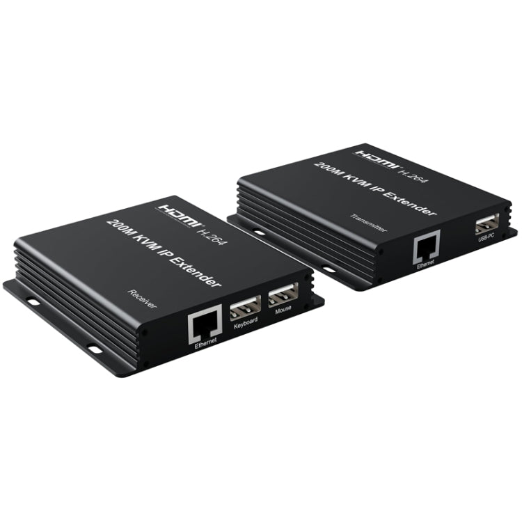 200m HDMI KVM IP Network Cable Extender H.264 Mouse Keyboard Extender EU Plug(Black) - Amplifier by PMC Jewellery | Online Shopping South Africa | PMC Jewellery | Buy Now Pay Later Mobicred
