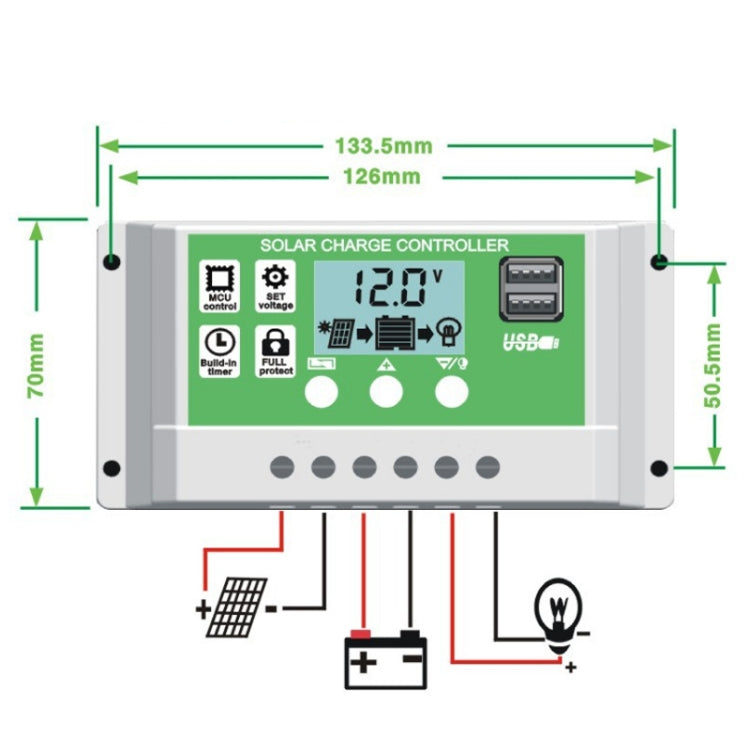 20A 12V PWM Solar Cell Panel Charger Controller Lithium-ion Lead-acid Battery Solar Controller - Voltage Stabilizer by PMC TechLife | Online Shopping South Africa | PMC TechLife | Buy Now Pay Later Mobicred