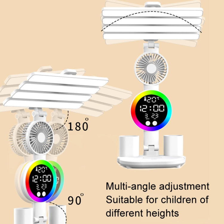 4 Heads Horizontal LED Eye-Care Table Lamp Children Study Desktop Reading Light With Pen Holder, Style: Clock Plug Power - Desk Lamps by PMc TechLife | Online Shopping South Africa | PMc TechLife | Buy Now Pay Later Mobicred