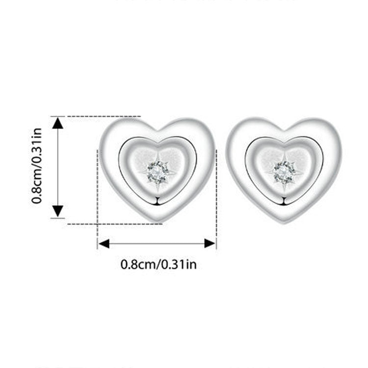 S925 Sterling Silver Platinum-plated Heart-shaped Star Earrings(BSE1045) - Stud Earrings & Earrings by PMC Jewellery | Online Shopping South Africa | PMC Jewellery | Buy Now Pay Later Mobicred