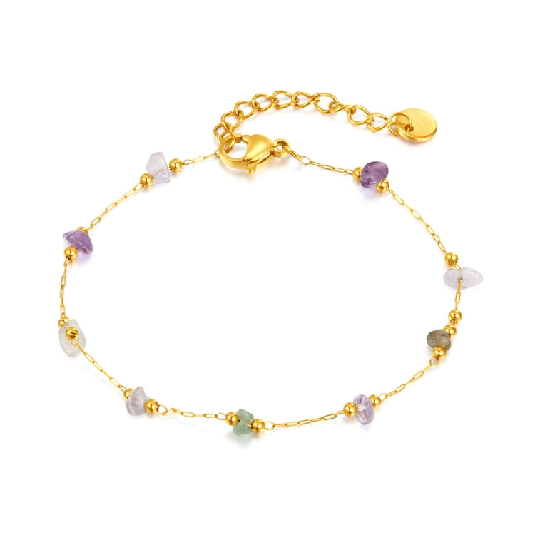 OPK 1389 Colorful Natural Stone Accessories Titanium Bracelet(Gold) - Bracelets by OPK | Online Shopping South Africa | PMC Jewellery | Buy Now Pay Later Mobicred