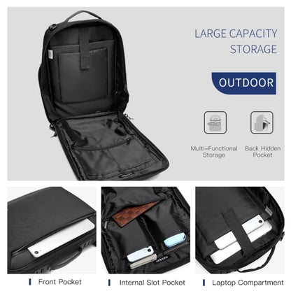 Ozuko Business Laptop USB Backpack Men Schoolbag(Black) - Backpack by ozuko | Online Shopping South Africa | PMC Jewellery | Buy Now Pay Later Mobicred