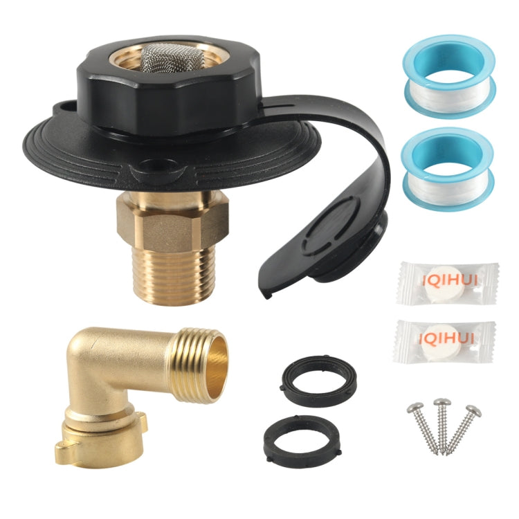 Brass Water Inlet Check Valve For Yacht RV With Adapter(Black) - Marine Accessories & Parts by PMC Jewellery | Online Shopping South Africa | PMC Jewellery | Buy Now Pay Later Mobicred