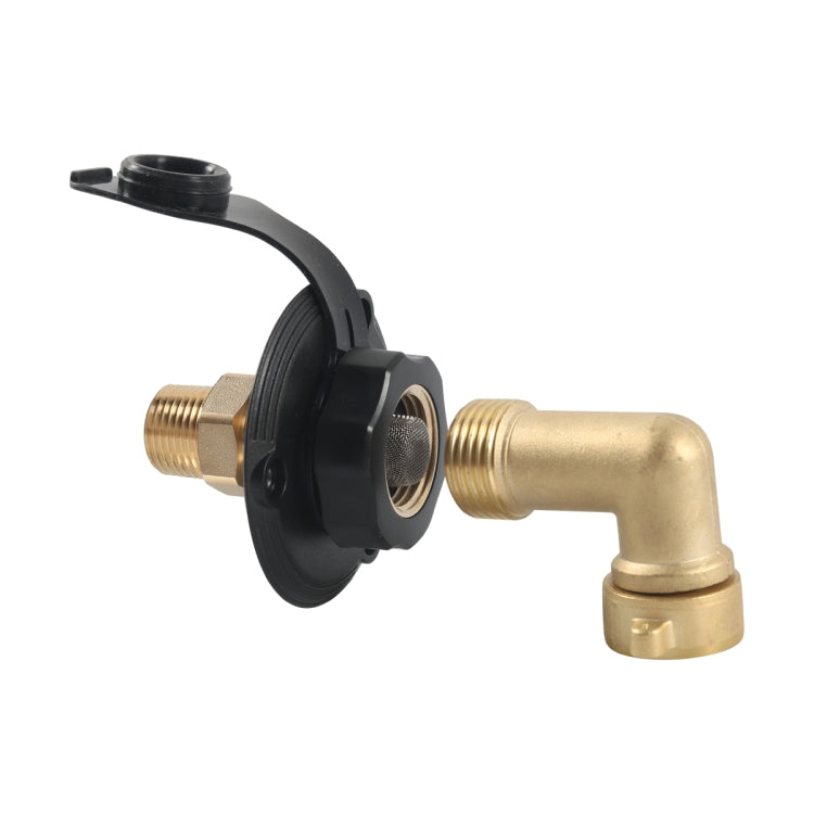 Brass Water Inlet Check Valve For Yacht RV With Adapter(Black) - Marine Accessories & Parts by PMC Jewellery | Online Shopping South Africa | PMC Jewellery | Buy Now Pay Later Mobicred