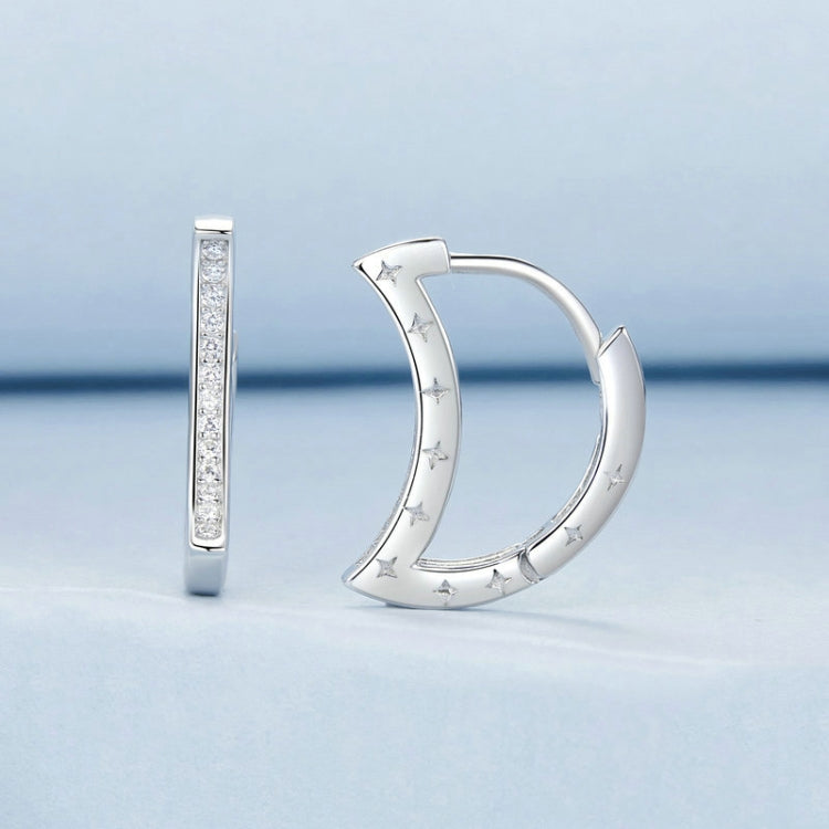 S925 Sterling Silver Platinum-Plated Crescent Zircon Earrings(BSE1031) - Jewelry Accessories by PMC Jewellery | Online Shopping South Africa | PMC Jewellery | Buy Now Pay Later Mobicred