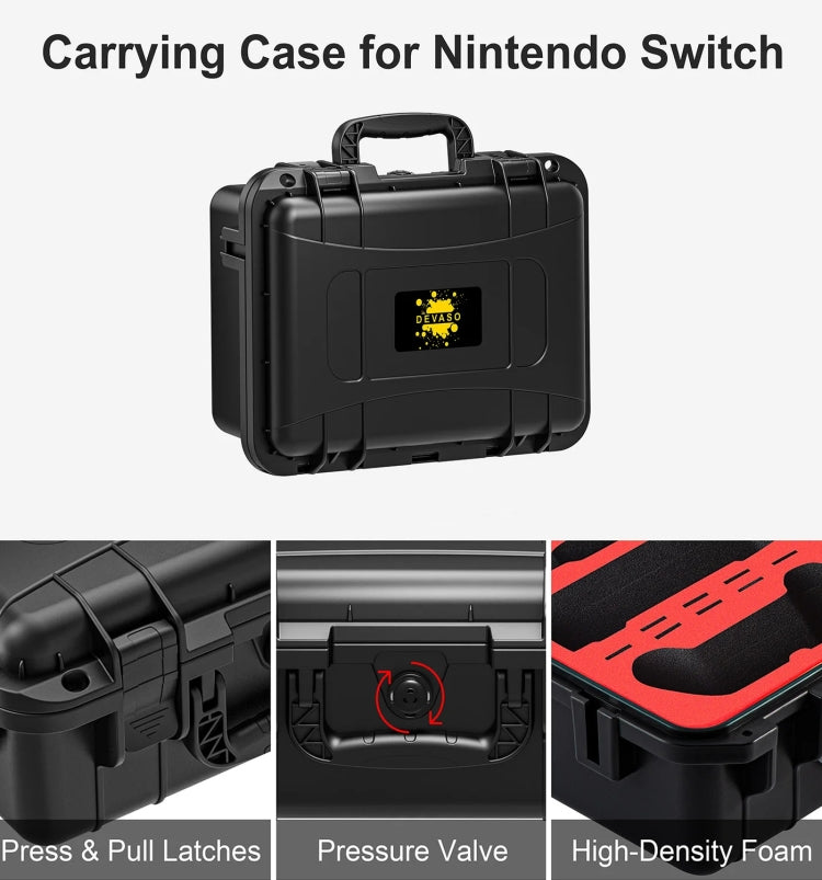DEVASO For Switch / OLED IP67 Waterproof Storage Case Hardshell Bag, Color: Black+Shoulder Strap - free shipping - PMC Jewellery - Order now!