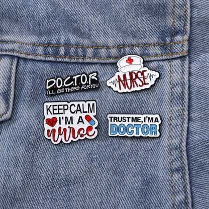 CZ0652-3 Medical Series Metal Badge Alphabetical Nurse Doctor Brooch Alloy Enamel Pins Corsage - Brooches by PMC Jewellery | Online Shopping South Africa | PMC Jewellery | Buy Now Pay Later Mobicred