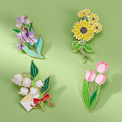 CZ0976-2 Cartoon Plant Flower Alloy Enamel Badge Garden Style Sunflower Clothing Bag Brooch Ornament - Brooches by PMC Jewellery | Online Shopping South Africa | PMC Jewellery | Buy Now Pay Later Mobicred