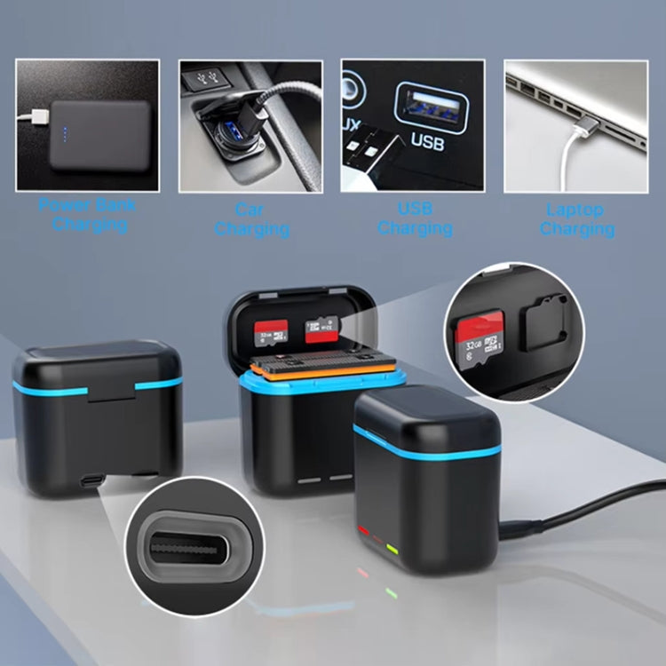 For Insta360 X3 Battery Charger Dual Battery Storage Charging Case(Black) - free shipping - PMC TechLife - Order now!