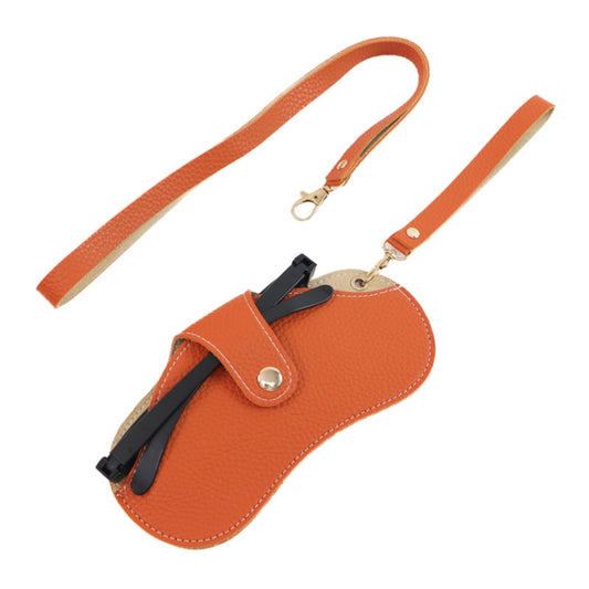 Portable Anti-Scratch And Wear-Resistant PU Leather Eyeglasses Bag Sunglasses Storage Case, Style: Neck Strap+Handle Model Orange - Eyeglass Storages by PMC Jewellery | Online Shopping South Africa | PMC Jewellery | Buy Now Pay Later Mobicred