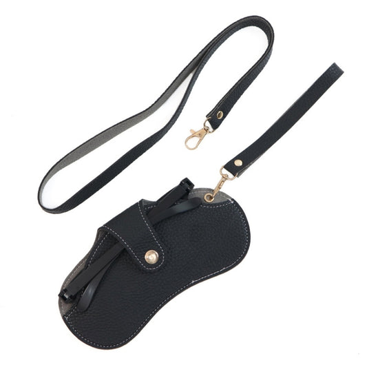 Portable Anti-Scratch And Wear-Resistant PU Leather Eyeglasses Bag Sunglasses Storage Case, Style: Neck Strap+Handle Model Black - Eyeglass Storages by PMC Jewellery | Online Shopping South Africa | PMC Jewellery | Buy Now Pay Later Mobicred