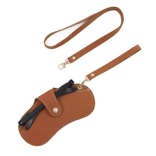 Portable Anti-Scratch And Wear-Resistant PU Leather Eyeglasses Bag Sunglasses Storage Case, Style: Neck Strap+Handle Model Brown - Eyeglass Storages by PMC Jewellery | Online Shopping South Africa | PMC Jewellery | Buy Now Pay Later Mobicred