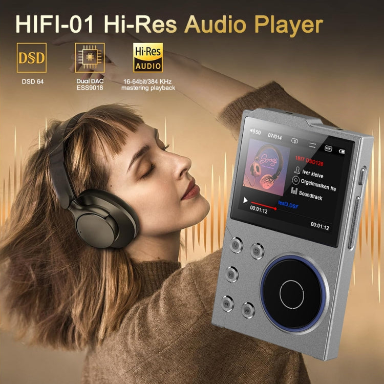 2.4 Inch HIFI Bluetooth Music Player DSD256 Mastering Sound Quality Walkman, Memory: 16GB+32GB(Gray) - free shipping - PMC Jewellery - Order now!