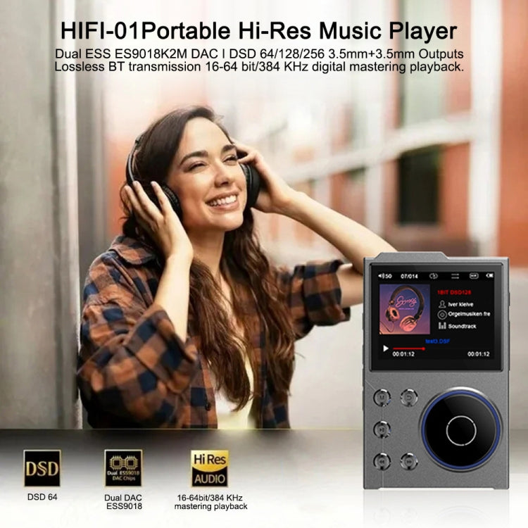 2.4 inch HIFI Bluetooth Music Player DSD256 Mastering Sound Quality Walkman, Memory: 16GB+8GB(Gray) - MP3 Player by PMC Jewellery | Online Shopping South Africa | PMC Jewellery | Buy Now Pay Later Mobicred