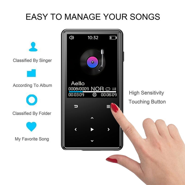 Bluetooth MP3/MP4 Music Player Portable Walkman, Memory: 8GB(Black) - MP4 Player by PMC Jewellery | Online Shopping South Africa | PMC Jewellery | Buy Now Pay Later Mobicred