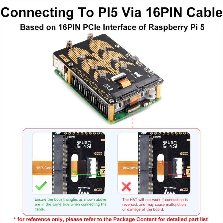 Waveshare For Raspberry Pi 5 PCIe To 2-Ch M.2 Adapter Type B NVMe Protocol(27710) - free shipping - PMC Jewellery - Order now!